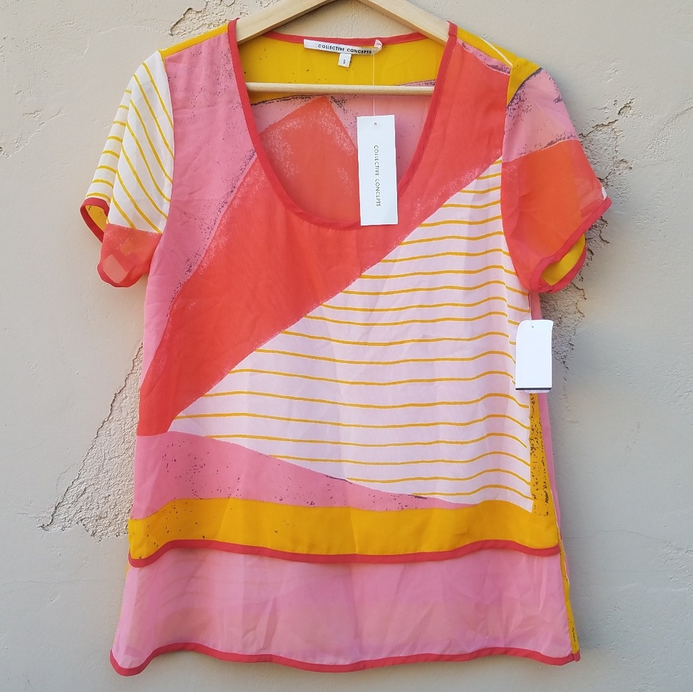 NWT Collective Concepts Sheer Blouse Size Small
